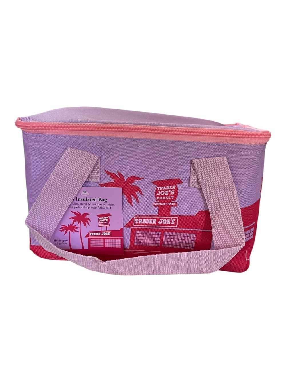 Trader Joe's Pink and Lavender Insulated Tote Bag, Lunchbox Limited Release